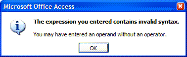 Error: The expression you entered contains invalid syntax